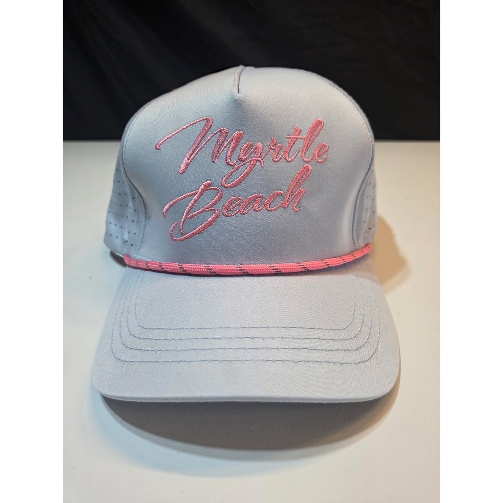 Lucky 7 USA Myrtle Beach Beach Gray Pink Baseball Cap NWT 100% Cotton